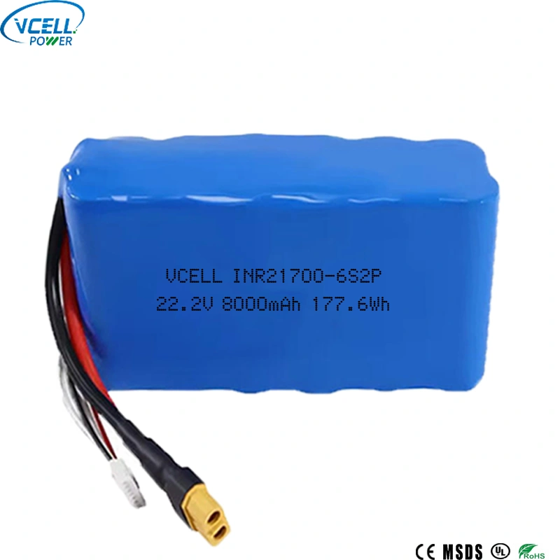 Batería de iones de litio 22,2 V 8000 mAh 21700
