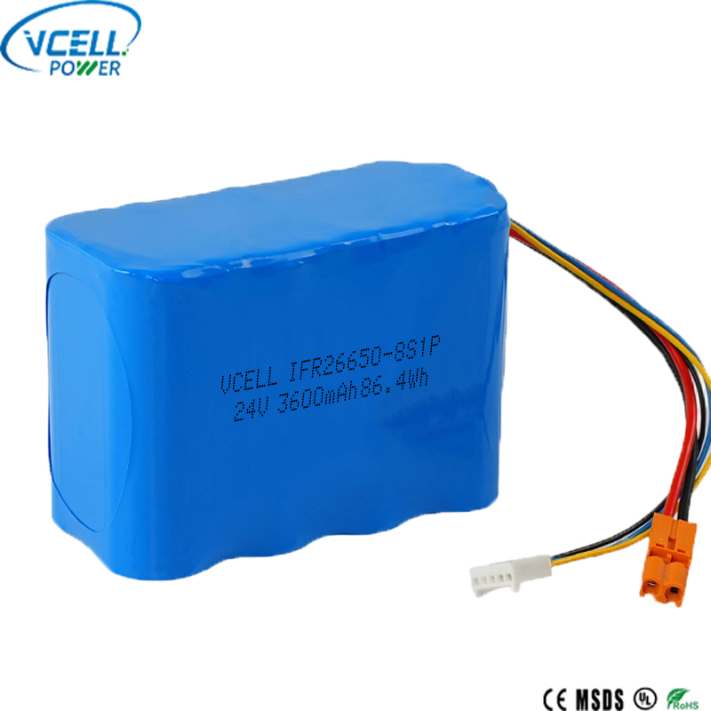 batería recargable de 24V 3600mAh 26650 LiFePO4