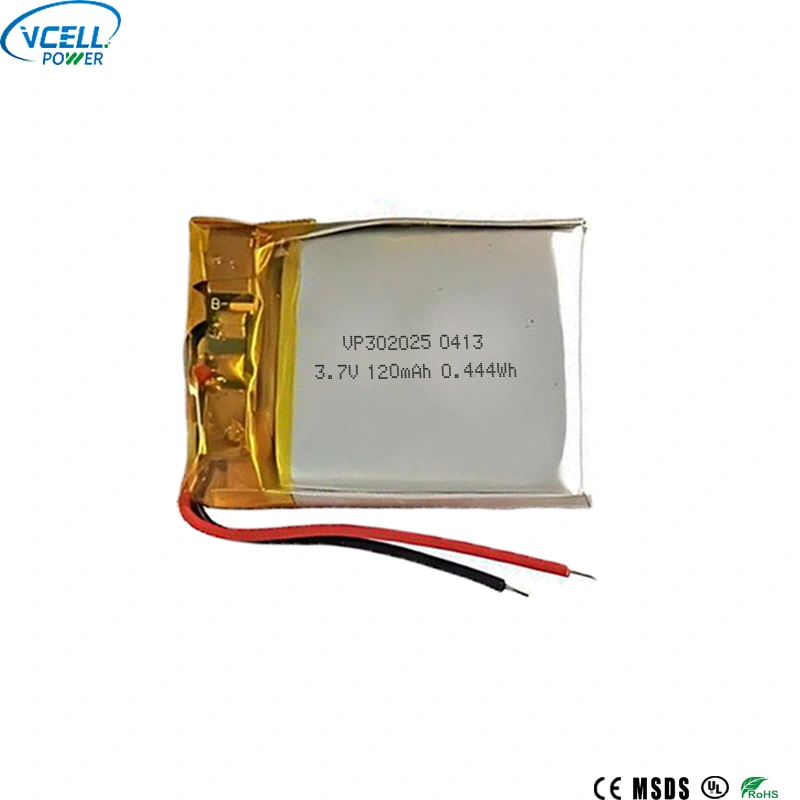 302025 Batería de polímero de litio de 3,7 V y 120 mAh