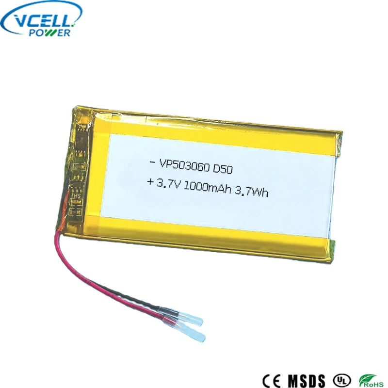 503060 3.7V 1000mAh 3.7Wh Batería de polímero de litio